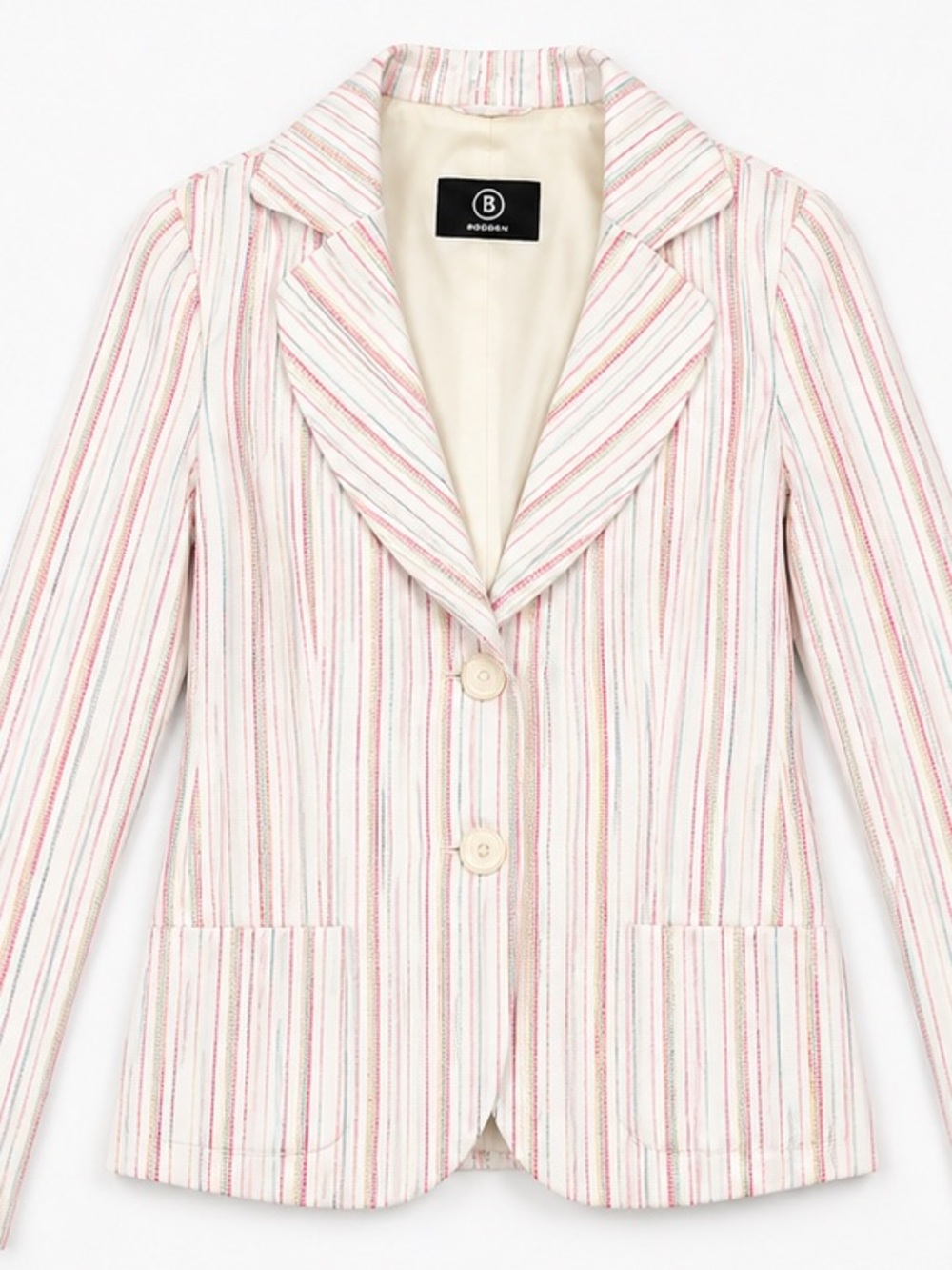 Bogner Cream Striped Blazer with Pink & Light Blue Accents